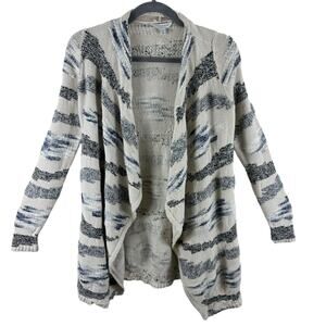 Lucky Brand Cream Gray Long Sleeve Asymmetrical Cozy Knit Open Cardigan Size‎ XS